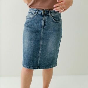 Classic Blue Denim Pencil Skirt
